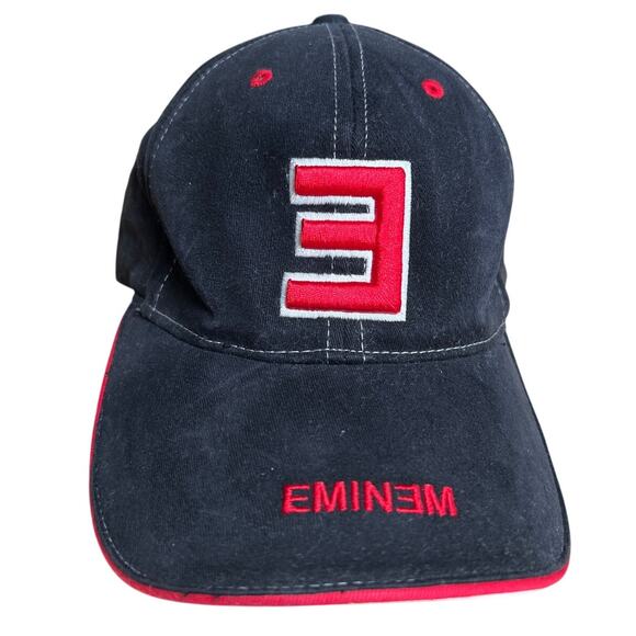 Vintage Eminem Rap Black & Red Fitted Cap Size S-M Bio-Domes - Picture 1 of 11